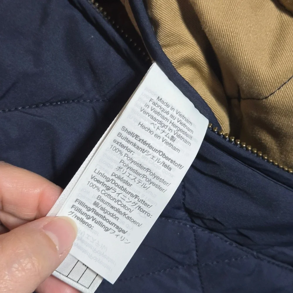 J Crew Mens Quilted Walker Vest Medium Navy Full Zip Jacket Preppy Outdoor Gorp